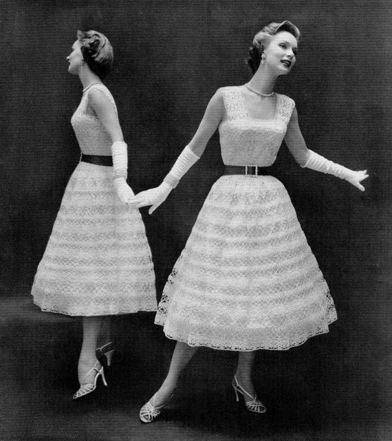 Vintage 50s Crochet Lace Wedding Dress PDF Pattern