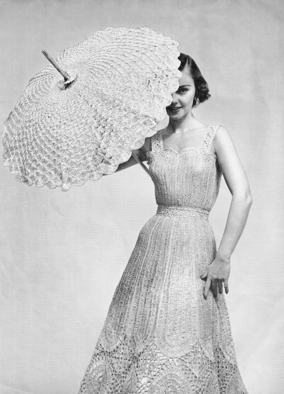 50s Vintage Crocheted Wedding DRESS Pattern