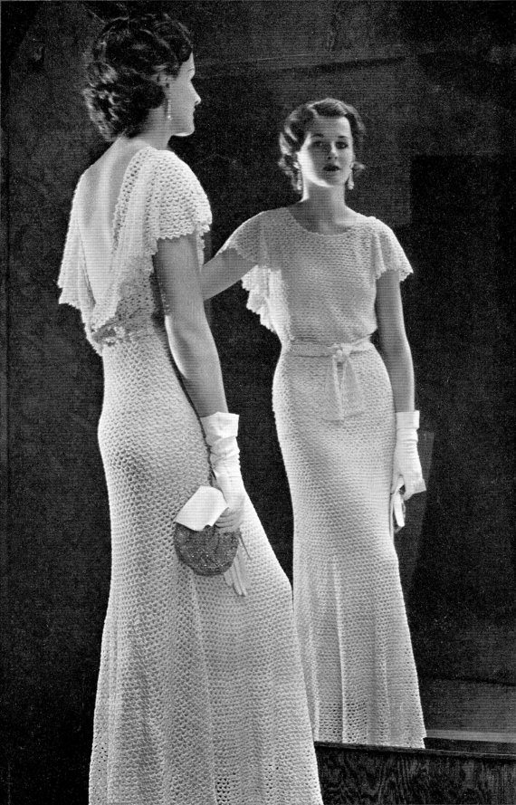  Vintage 30s CROCHET Wedding DRESS PDF Pattern