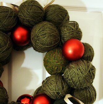non conformist christmas tree idea with yarn balls