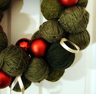non conformist christmas tree idea with yarn balls