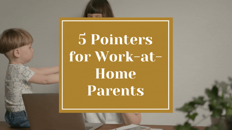 Work-at- home parent working with two kids