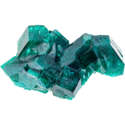 dioptase is a green crystal known for it's deep green color and square formations